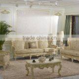 Classical European Beige And Gold Color Sectional Sofa Set, 3+2+1 Living Room Elegant Floral Sofa Set thumbnail-1
