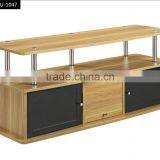Natural Finish Free Standing Living Room tv Lcd Wooden Cabinet thumbnail-1