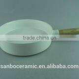 White Ceramic Fry Pan, Cookware Set, Frying Pan With Wooden Handle thumbnail-1