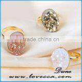 Fashion Gold Plated Geode Rings Natural Druzy Ring thumbnail-5