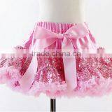 Ivory Gold Sequins Pettiskirts Fluffy Paillette Petti Skirts With Bow Baby Girl Fashion Tinsel Pettiskirts thumbnail-6