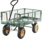 Garden Cart Steel Mesh Body Hinged Drop Sides LARGE Truck Wheel Barrow Trolley