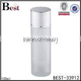 China Hot Products Frosted 100ml Lotion Cosmetic Toner Glass Bottle With Silver Aluminum Cap and Insert thumbnail-1