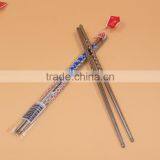 New 1 Pair Chinese Stylish Chop SticksNon-slip Design Stainless Steel Chopsticks thumbnail-1