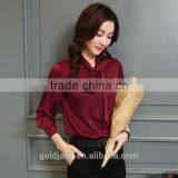 2017 Latest Plain Chiffon Formal Shirt Long Sleeve Design Blouse for Women thumbnail-2