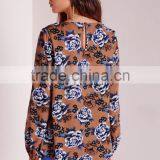 Best Selling Ladies Floral Printed Casual Blouse Low Price thumbnail-5