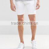 Latest Custom Functional Pocket Men's White Super Skinny Slim Fit 65% Cotton 35% Polyester Denim Concealed Fly Casual Hot Shorts thumbnail-1