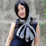 CX-S-27B 2017 Girls Grey Scarf Fashion Lady 100% Rex Rabbit Fur Scarf thumbnail-2