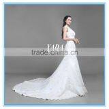 Fashion V Neck Tulle White Handmade Beaded Embroidery China Custom Made Wedding Dress thumbnail-3