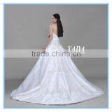 Custom Made Spaghetti Strap Douppioni Hand Embroidery and Beaded A Line Wedding Dress thumbnail-5