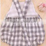 Soft Cotton Unisex Romper Newborn Grey Gingham Pattern Infant Baby Romper thumbnail-2