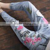 Zm11664a Fashion Embroidery Printing Jeans Pants Women Casual Trousers thumbnail-5