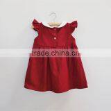 Plain Flutter Ruffled Sleeves Girls Red Dress First Christmas Baby Girls Dresses thumbnail-2