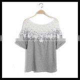 Hot Sell Fashion Korea Style Lace Design Women Summer Blank Latest Printing T-shirt Girl thumbnail-5