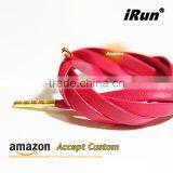 Official Genuine Sheepskin Flat Shoelaces Luxury Goatskin Shoes Strings Gold/Silver Metal Tips Boots Laces for Martin Boots thumbnail-3