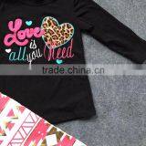 2016 Baby Girl Clothes Spring Outfits "love is All You Need" Leopard Heart Aztec Pant With Matching Headband Set thumbnail-3