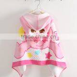 Cartoon Printed Towel For Kids In Cotton Velour Material Custom Print Animal Hooded Poncho Towel thumbnail-3