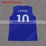 Blue Color Custom Men Sublimation Printed Tank Top thumbnail-2