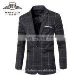 New Arrival Mens Korean Slim Fit Fashion Cotton Plaid Blazer Wholesale thumbnail-1