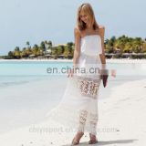 Customized beach dress, sexy solid color long dress, fairy lace beach dress 2017