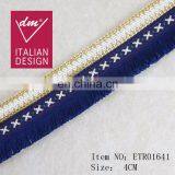 Good quality custom lace trim with gold chain fringe trim