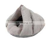 Best Cat Cave Bed Gray White Natural Large Covered Cozy Cat Cave thumbnail-2