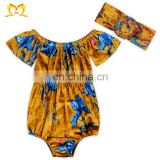 Cute Infant Off Shoulder Yellow Floral Playsuit Casual Boho Style Jumper Floral Printed Jumpsuits