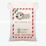 New Arrival Christmas Simple Art Gift Bag Red Drawstring Canvas Santa Sack Vintage Christmas Stocking Bag Decoration