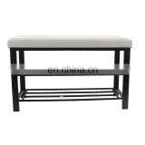 Customized Fabric Hallway Shoe Rack Seat With Metal Steel Double Size Bench Organizer Holder Rack Living Room Furniture thumbnail-5