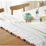 100% Cotton White Table Cloth With Colourful Pom Pom thumbnail-5