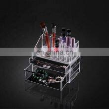Clear 2 Drawer Storage Box Nail Polish Plastic Makeup Organizer With Boxes