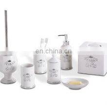 Six Pcs Waste Bin Tissue Box Vanity Ceramic Tabletop Accessories Bathroom Set thumbnail-5