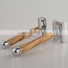 Premium Quality Olive Wood Zero Waste Butterfly Head Double Edge Blades Private Label Wooden Shaving Safety Razor For Men thumbnail-4