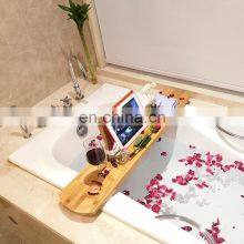 Hot Selling Bathroom Natural Expandable Luxury Bamboo Bathtub Tray Caddy thumbnail-3