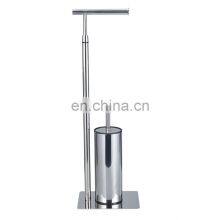 Household Cleaning Bathroom Stainless Steel Mirror Finish Thick Bottom Stand Paper Roll Toilet Brush And Holder thumbnail-1