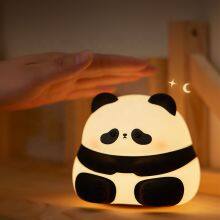 New Cute Animal Lithium Battery Operated Silicone Timer Night Light Baby Lamp Silicone Panda Night Light for Gifts thumbnail-3