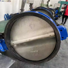 BS DN800 PN25 PN16 Gussstahl Gusseisen-Schmetterlingsventil Elektromotor Turbine SS304 Scheibe Lasche PTFE Dichtung thumbnail-5