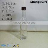 50ml Glass Bottle With Metal Lids Square Wine Bottle Food Safe thumbnail-1