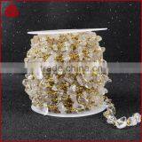 Silver & Gold Plated Clear Quartz Handmade Bead Wire Wrapped Rosary Chain Roll thumbnail-5