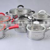 Professional Stainless Steel Cookware/Kitchenware for Induction With Color Silicone Handle