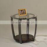 Marble coffee end table with black nickel frame