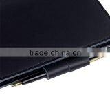 Black Fashionable a5 Refillable Genuine Leather Notebook With Pen Attached thumbnail-3