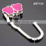 Rose Red Color Shimmering Powder Butterfly Shaped Zinc Alloy Metal Foldable Portable Promotional Bag Hook thumbnail-2