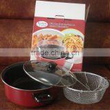 3pcs/ 3 Pcs Deep Fryer Pot Set With Glass Lid / Cover and Rack / Frying Basket