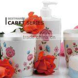 Beautiful large capacity flower decal melamine complete bathroom set