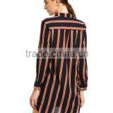 Seller Factory 2016 Fall Stripe Button Down Long Dress Shirt Design for Women thumbnail-4