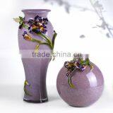 RORO Felicity Iris Enamel Coloured Glass Decorative Vase Flower Receptacle