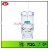 BPA Free 450 ml Double Walled Insulated Acrylic Tumbler With Straw and Lid for Cold Beverage thumbnail-3