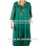 15STC2212 Boat Neck 3/4 Sleeves Knit Linen Sweater Dress