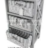 Bedroom Cabinet With 3 Willow Baskets thumbnail-1